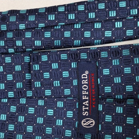 Stafford Performance Blue Light Blue Square Multiple Patterns Men's Tie NT#39 - Picture 11 of 13